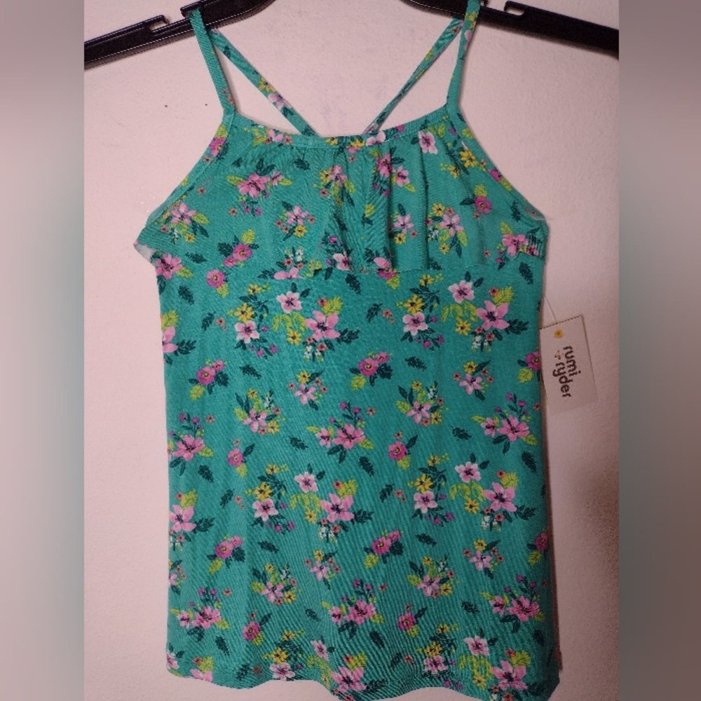 NWT Rumi + Ryder Girl's Teal/Pink Floral Top Multiple Sizes